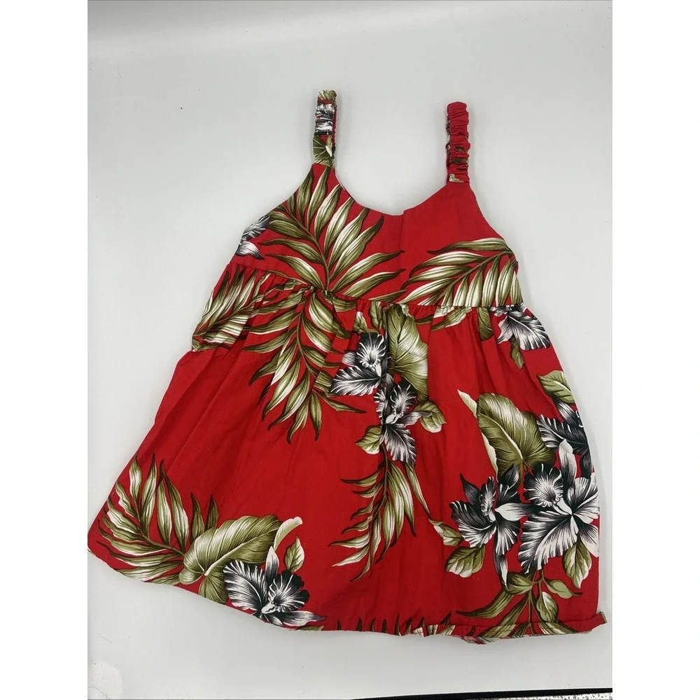Vintage Aloha Republic Hawaiian Toddler Dress Red‎ Tropical Island Beach Summer